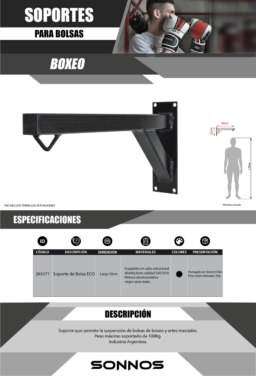 SOPORTE DE PARED SONNOS PARA BOLSA DE BOXEO